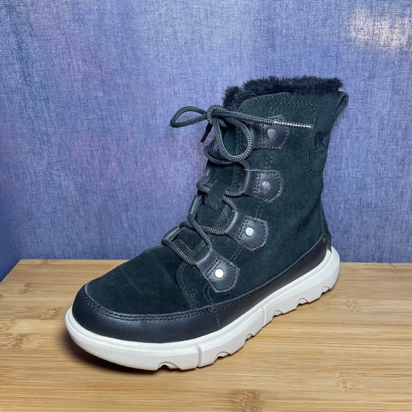 Sorel Explorer II Joan Black Suede Waterproof Winter Boots Lace Up Sz 6 Shoes - Picture 2 of 11